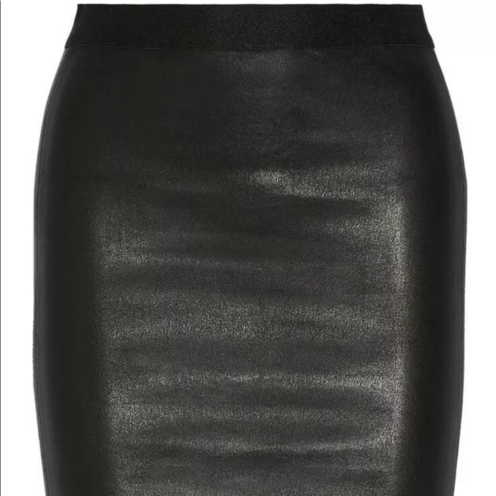 HELMUT LANG PLONGE LEATHER PENCIL SKIRT, SZ 00 BLACK - Picture 6 of 10